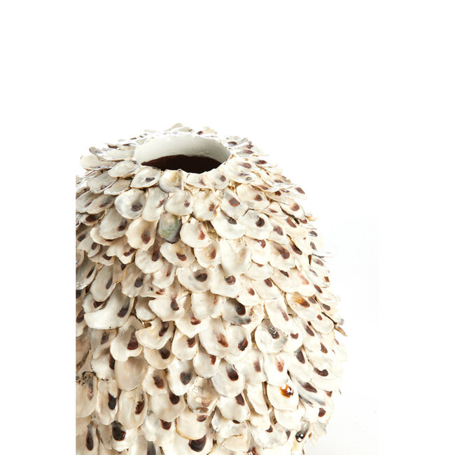 Light en Living Vaas deco Ø26x27 cm UBATE bamboe+schelp crème+bruin