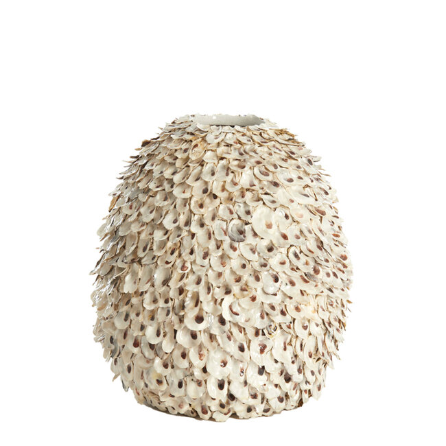 Light en Living Vaas deco Ø33x35 cm UBATE bamboe+schelp crème+bruin