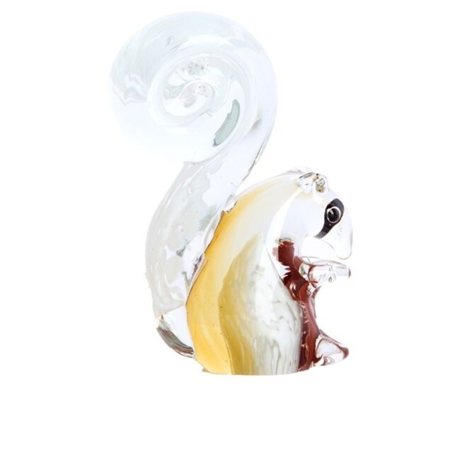 Light en Living Ornament 9,5x4,5x13 cm Eekhoorn glas bruin+creme