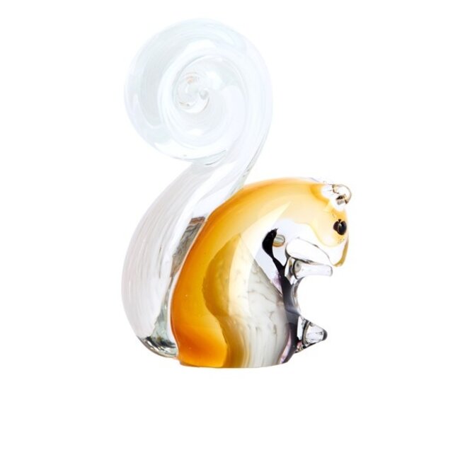 Light en Living Ornament 9,5x4,5x13 cm  Eekhoorn glas zwart+creme