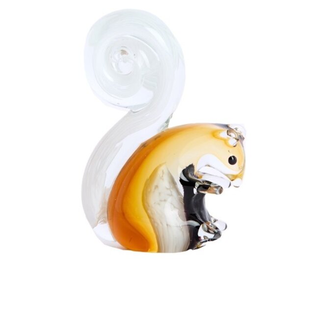 Light en Living Ornament 9,5x4,5x13 cm  Eekhoorn glas zwart+creme