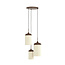 Light en Living Hanglamp 3L Ø35x32 cm DANIALO houtprint donkerbruin met  touw creme