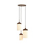 Light en Living Hanglamp 3L Ø35x32 cm DANIALO houtprint donkerbruin met  touw creme