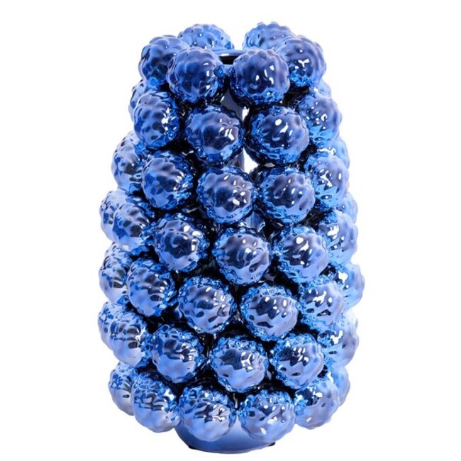 Light en Living Vaas deco Ø18,5x28 cm BUTANG keramiek metallic blauw