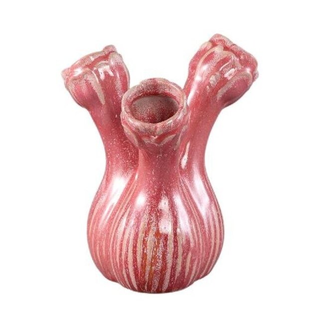 PTMD Vaas Annmarie Light Pink ceramic flower shape tubes S