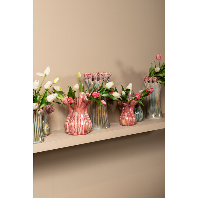 PTMD Vaas Annmarie Light Pink ceramic flower shape tubes M