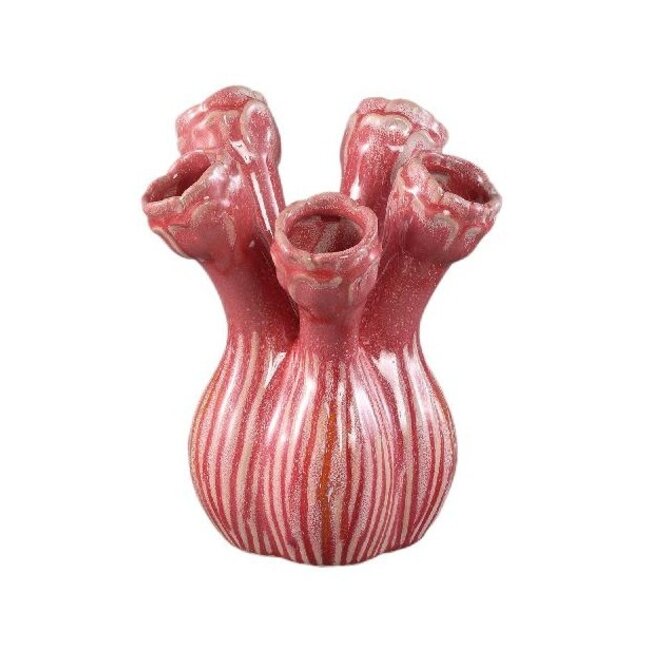 PTMD Vaas Annmarie Light Pink ceramic flower shape tubes M