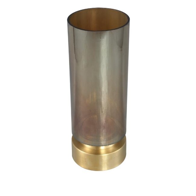 PTMD Kandelaar / Vaas Morrible Amber round glas laag