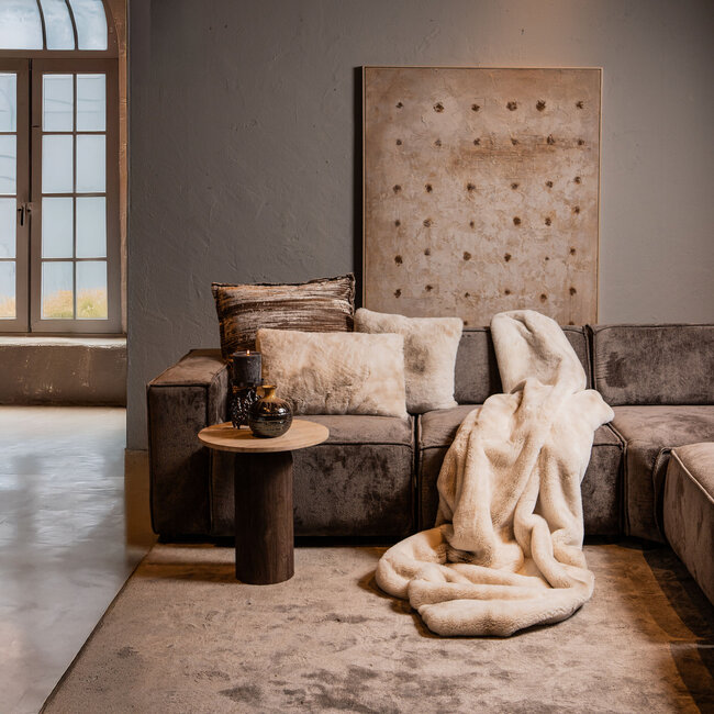 PTMD Plaid Linde Offwhite faux fur in giftbox