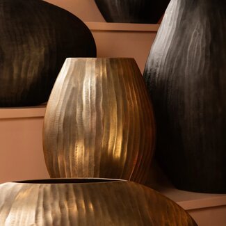 PTMD Pot Jowad Antique Gold alu sheet pot rib hoog ovaal  M