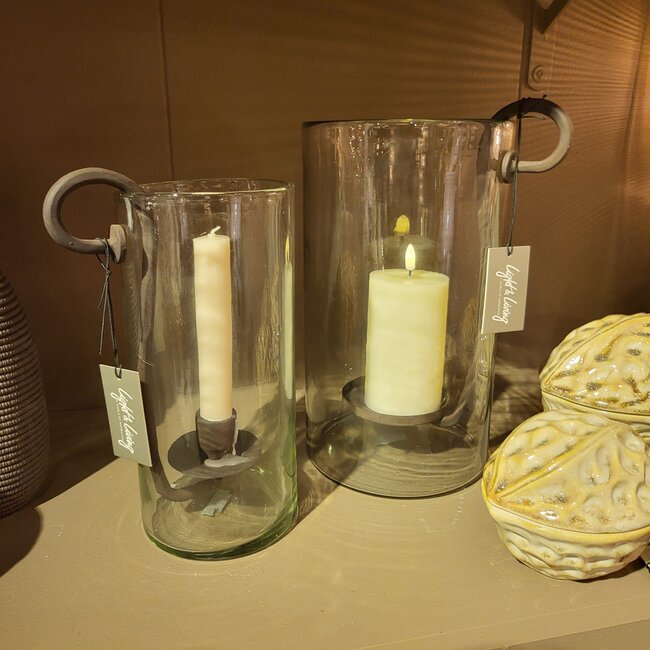 Light en Living Windlicht 23X18X33 cm DOLEGA glas helder+donkerbruin