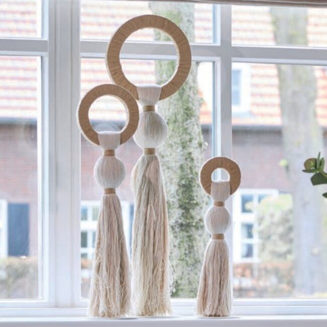 Light en Living Ornament Ø14X62 cm Yaviza creme+Raffia Natural