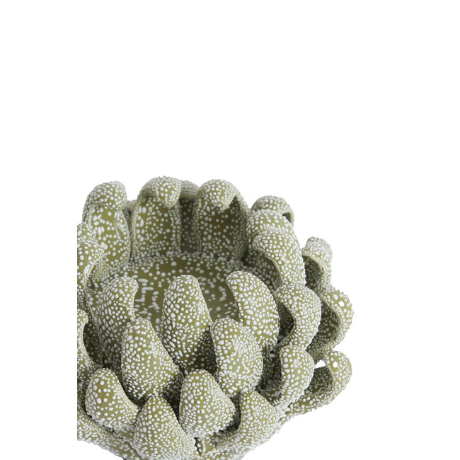 Light en Living Theelicht Ø10,5x7,5 cm SERINA porselein olijfgroen