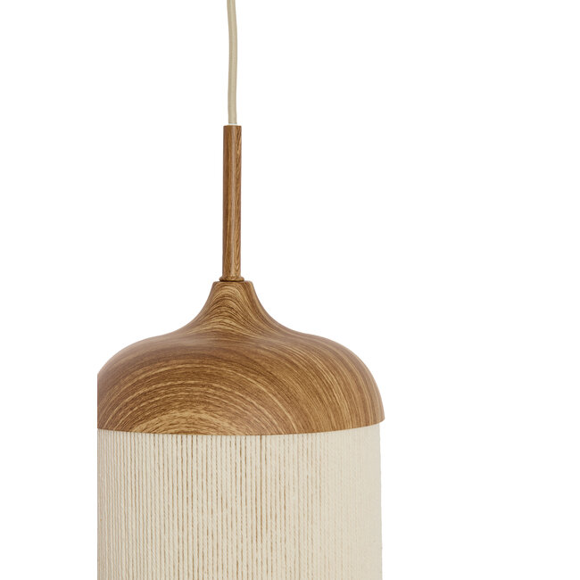 Light en Living Hanglamp 3L Ø35x32 cm DANIALO hout print naturel+touw crème