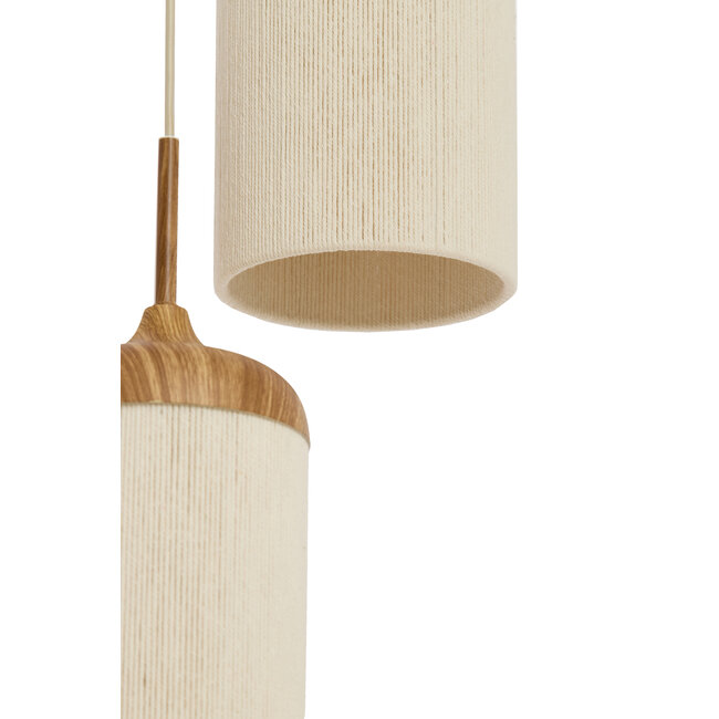 Light en Living Hanglamp 3L Ø35x32 cm DANIALO hout print naturel+touw crème
