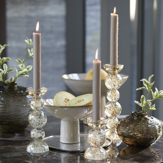 Light en Living Kaarsenhouder ITINGA Ø9,5x15,5 cm Glas Bubbel Amber – Light & Living