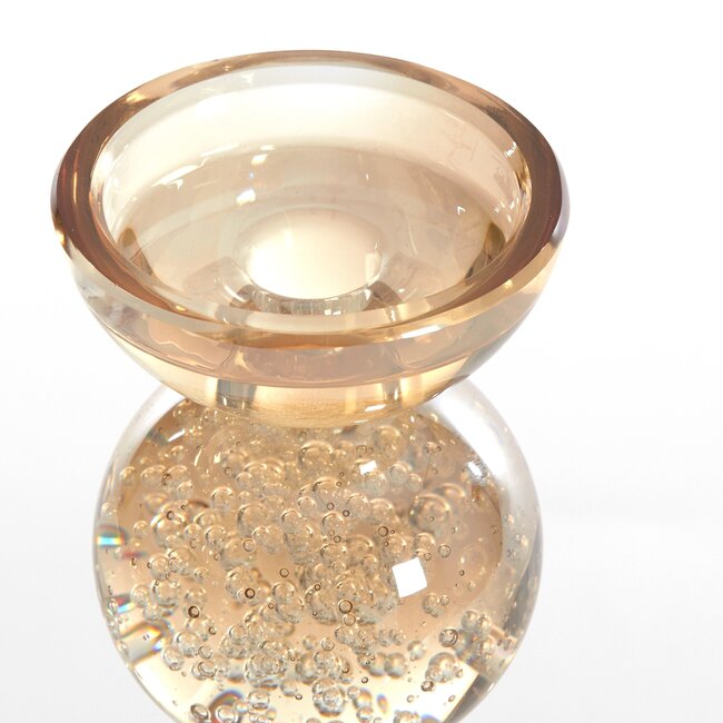 Light en Living Kaarsenhouder ITINGA Ø9,5x15,5 cm Glas Bubbel Amber – Light & Living