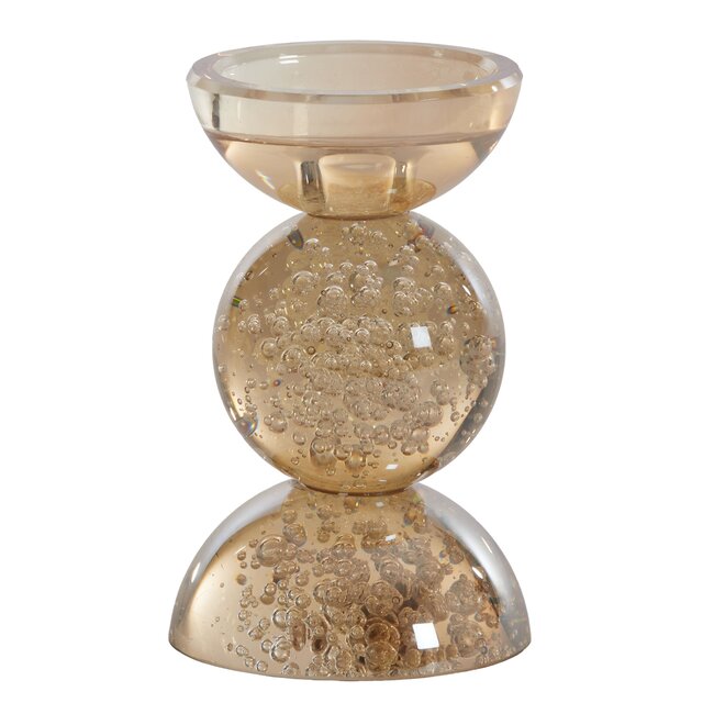 Light en Living Kaarsenhouder ITINGA Ø9,5x15,5 cm Glas Bubbel Amber – Light & Living