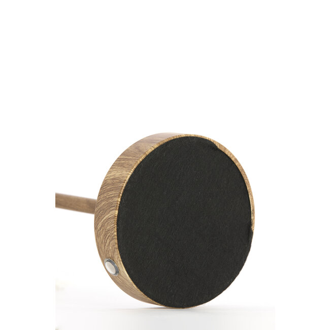 Light en Living Tafellamp DINY LED Ø17x35 cm – Houtprint met Crème Franje | Light & Living