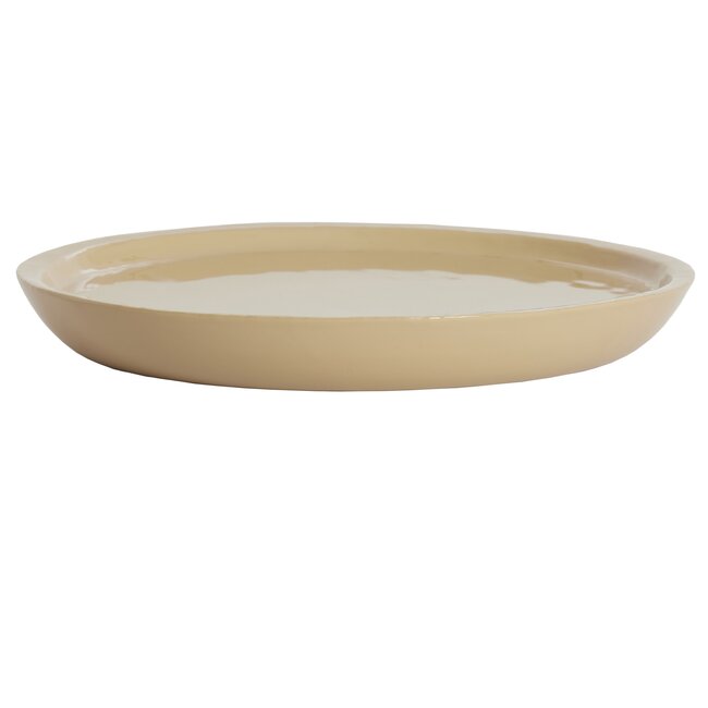 Light en Living Schaal ADA Ø42x5 cm – Glanzend Zandkleurig Keramiek | Light & Living