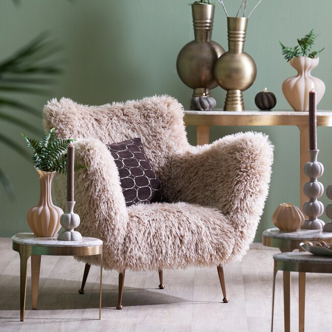 Light en Living Salontafel GIULIO 51x33x36 cm – Taupe Marmer & Antique Bronze | Light & Living