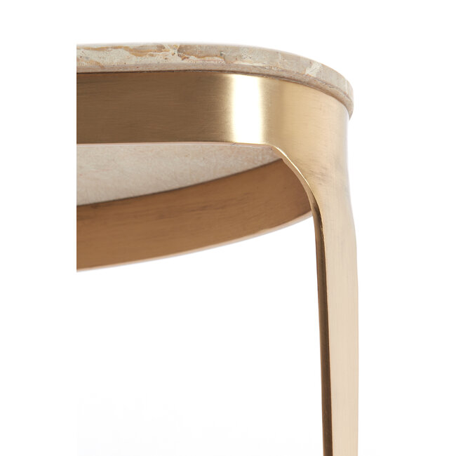 Light en Living Salontafel GIULIO 51x33x36 cm – Taupe Marmer & Antique Bronze | Light & Living