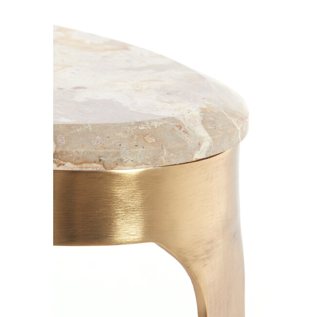 Light en Living Salontafel GIULIO 51x33x36 cm – Taupe Marmer & Antique Bronze | Light & Living