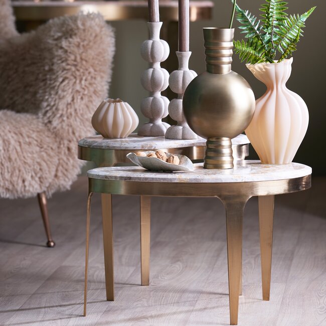 Light en Living Salontafel Giulio 65x39x41 cm – Taupe Marmer & Antique Bronze | Light & Living