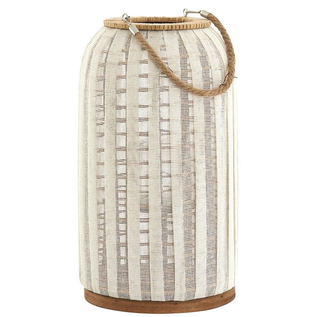Light en Living Windlicht YLINA Ø26x47 cm – Linnen Naturel & Hout