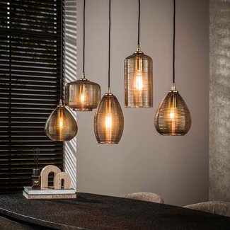 WoonStijl Hanglamp 5L Stripe glas horizontaal