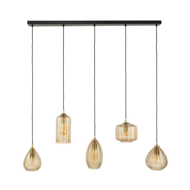 WoonStijl Hanglamp 5L Stripe glas horizontaal