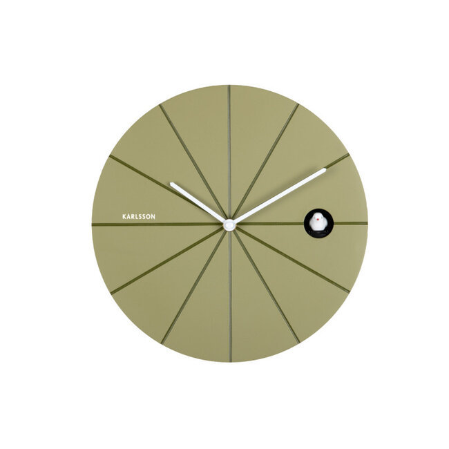 Karlsson Wandklok Destacado Cuckoo olijfgroen met luxe groen