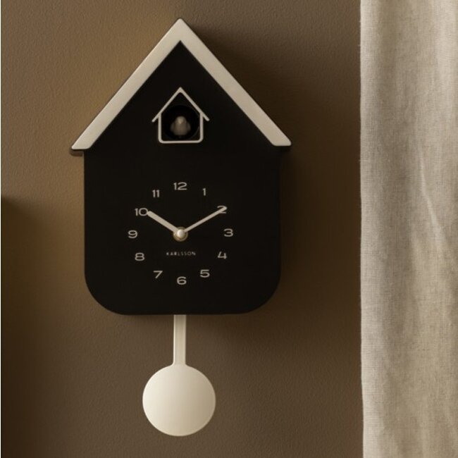 Karlsson Wandklok Dupla Color Cuckoo zwart met  wit