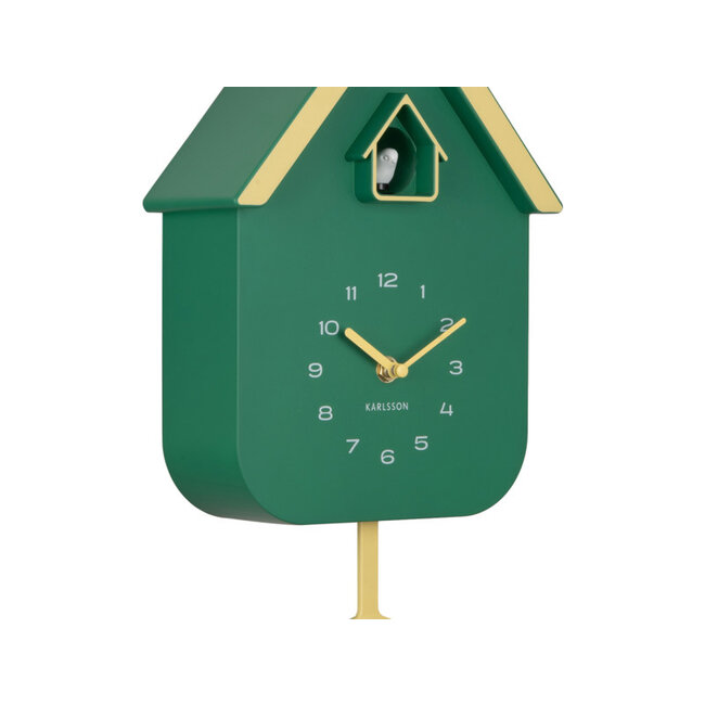 Karlsson Wandklok Dupla Color Cuckoo retro groen met zacht geel