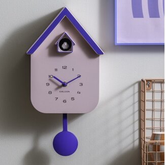 Karlsson Wandklok Dupla Color Cuckoo zachtroze met kobalt blauw