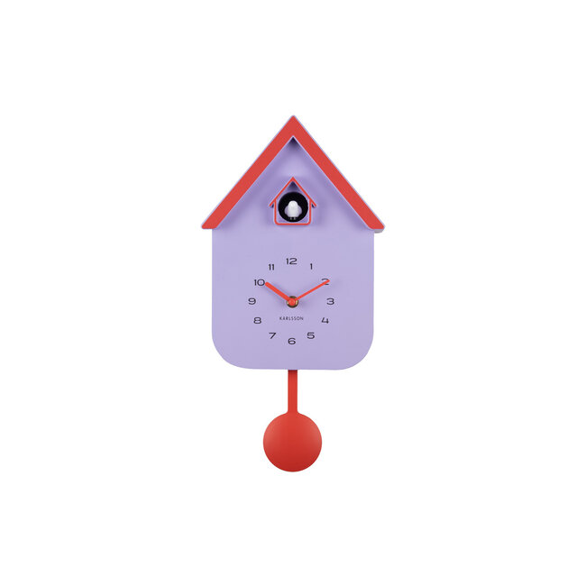 Karlsson Wandklok Dupla Color Cuckoo zacht paars met helder oranje