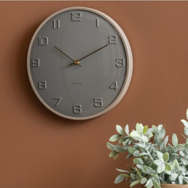 Karlsson Wandklok Fuerte Dome klei grijs