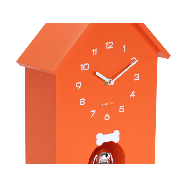 Karlsson Wandklok Garding Doggy bright oranje