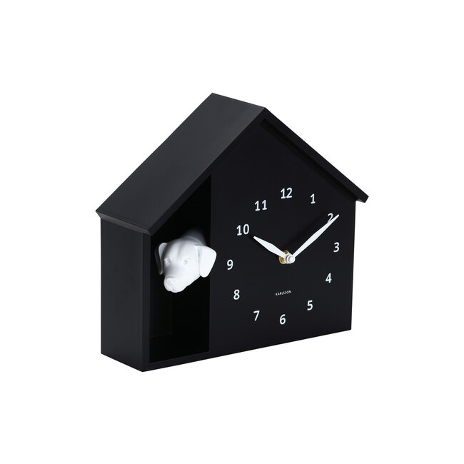 Karlsson Wandklok Peeking Doggy zwart