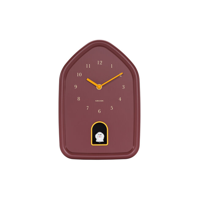 Karlsson Wandklok Modern Doggy burgundy rood