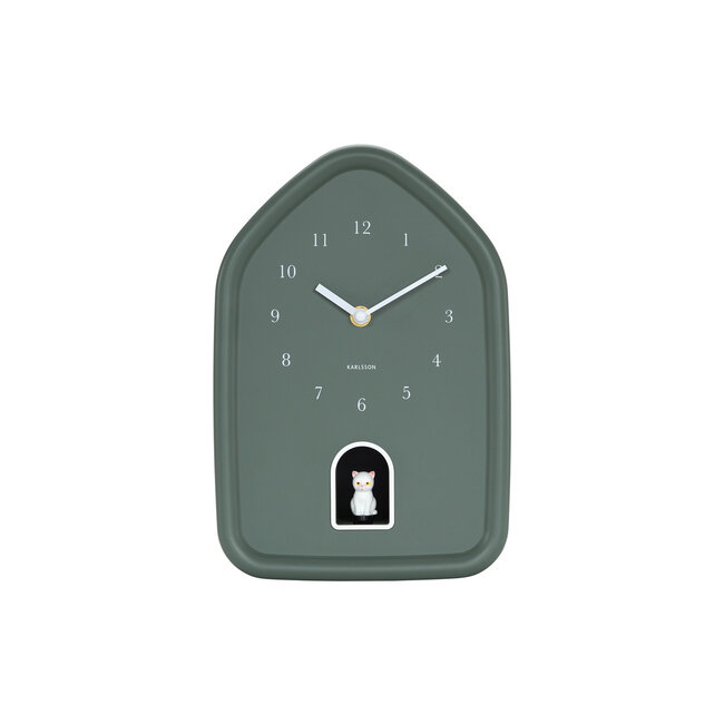 Karlsson Wandklok Modern Kitty jungle groen