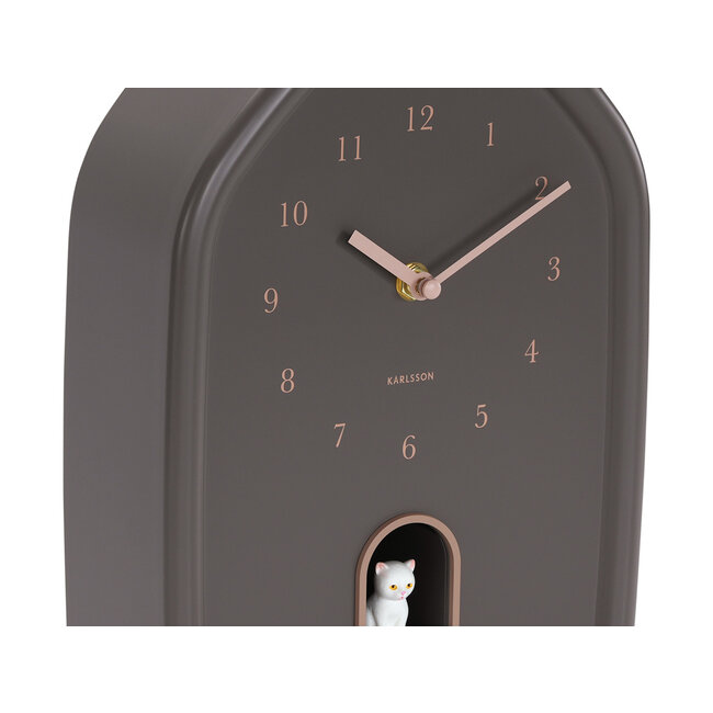 Karlsson Wandklok Modern Kitty bruin
