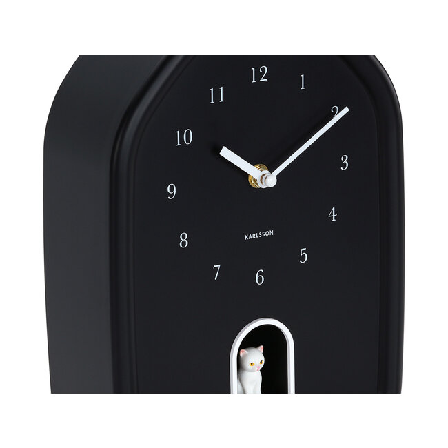 Karlsson Wandklok Modern Kitty zwart