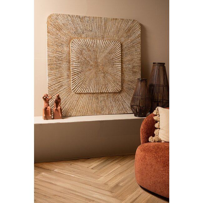 PTMD Wandornament Dishita Crème vierkant mdf M