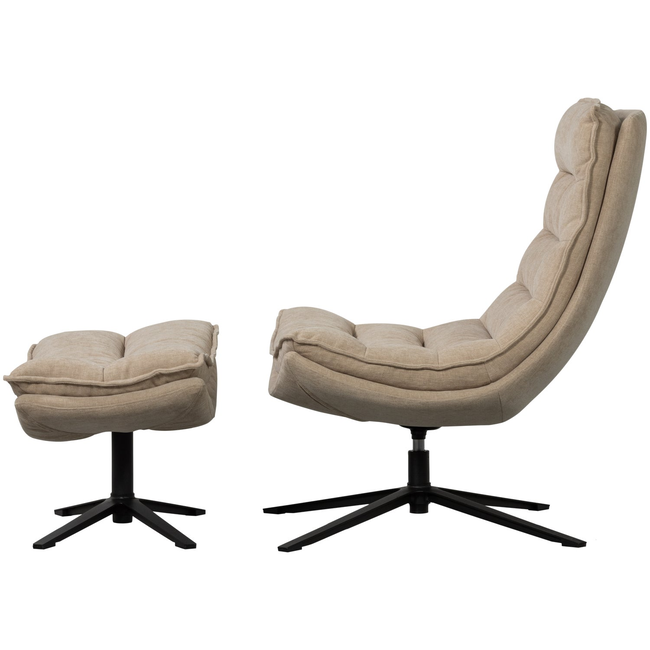 Woood Draaifauteuil Kube met hocker naturel