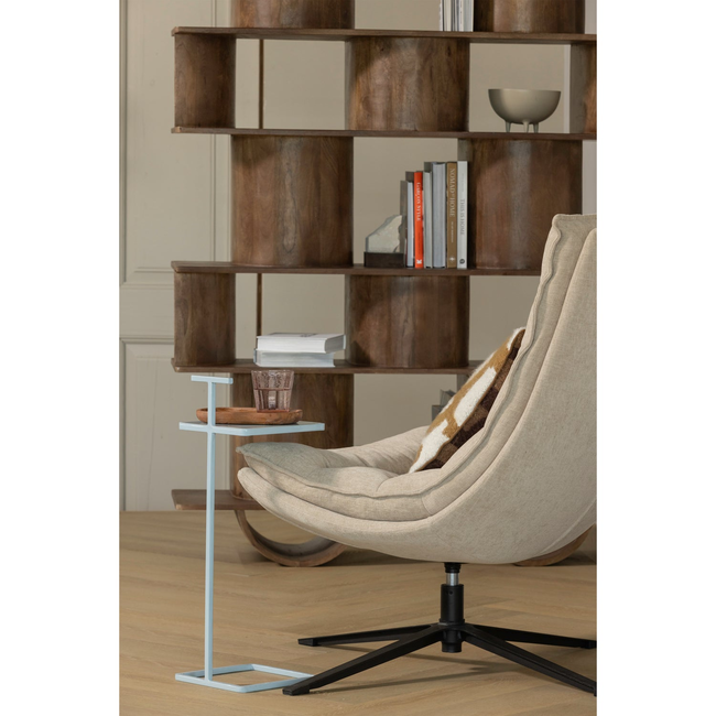 Woood Draaifauteuil Kube met hocker naturel