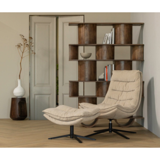 Woood Draaifauteuil Kube met hocker naturel