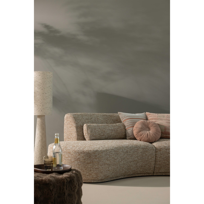 Woood Poef Olven laag fluffy stof bruin