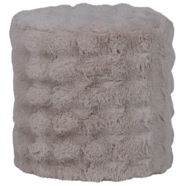 Woood Poef Olven hoog fluffy stof naturel