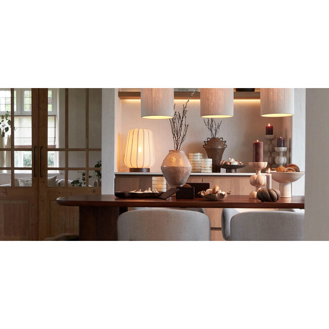 Light en Living Tafellamp Ø30x41,5 cm BIBURY hout print donker bruin+wit